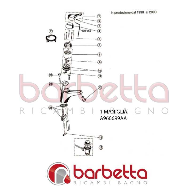 Ricambi Rubinetteria Ideal Standard Fuori Produzione.Maniglia Ceramix No 1 Ideal Standard A960699aa Ebay